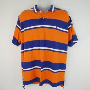 Vtg Polo Ralph Lauren Short Sleeve Waffle Knit Shirt Sz XL Collared Orange Blue
